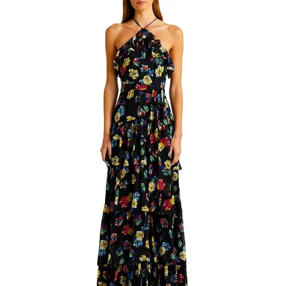 slim fit dress slacks Lauren Ralph Lauren Womens Blue Floral Crepe Halter Dress Size 12 MSRP main image 1